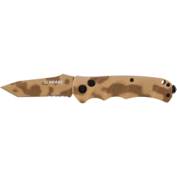 Schrade Push Button Lock Folding Knife Partially Serrated Tanto
