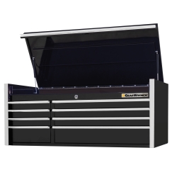 55in 8-Drawer Top Chest, Black- Chrome Handles