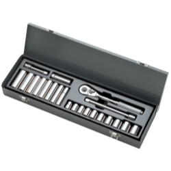 22pc 12 Pt Met Skt Set 3/8" Dr