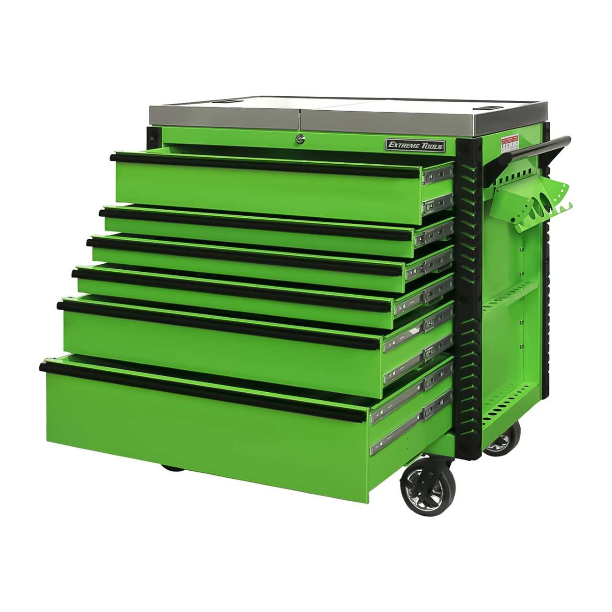 41" 6 Drawer Slide Top Tool Cart, Lime Green