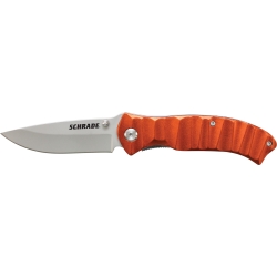 Schrade Liner Lock Folding Knife Drop Point Blade Orange Aluminu
