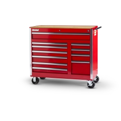 42 X 11 DRAWER WOODTOP CABINET, RED