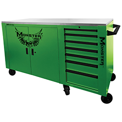72" with 7-DRAWER CART LOCKER COMBO - GREEN