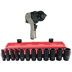 1/2 Dr Air Impact Wrench with 12 piece Socket Set