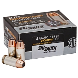 AMMO, 45ACP, 185GR, ELITE V-CROWN, JHP, BOX/20