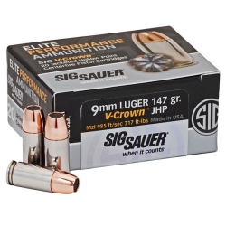 AMMO, 9MM, 147GR, ELITE V-CROWN, JHP, BOX/20