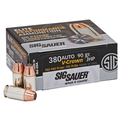 AMMO, 380ACP, 90GR, ELITE V-CROWN, JHP, BOX/20