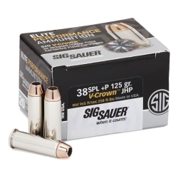AMMO, 38SPL +P, 125GR, ELITE V-CROWN, JHP, BOX/20