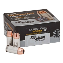 AMMO, 45ACP, 230GR, ELITE V-CROWN, JHP, BOX/20