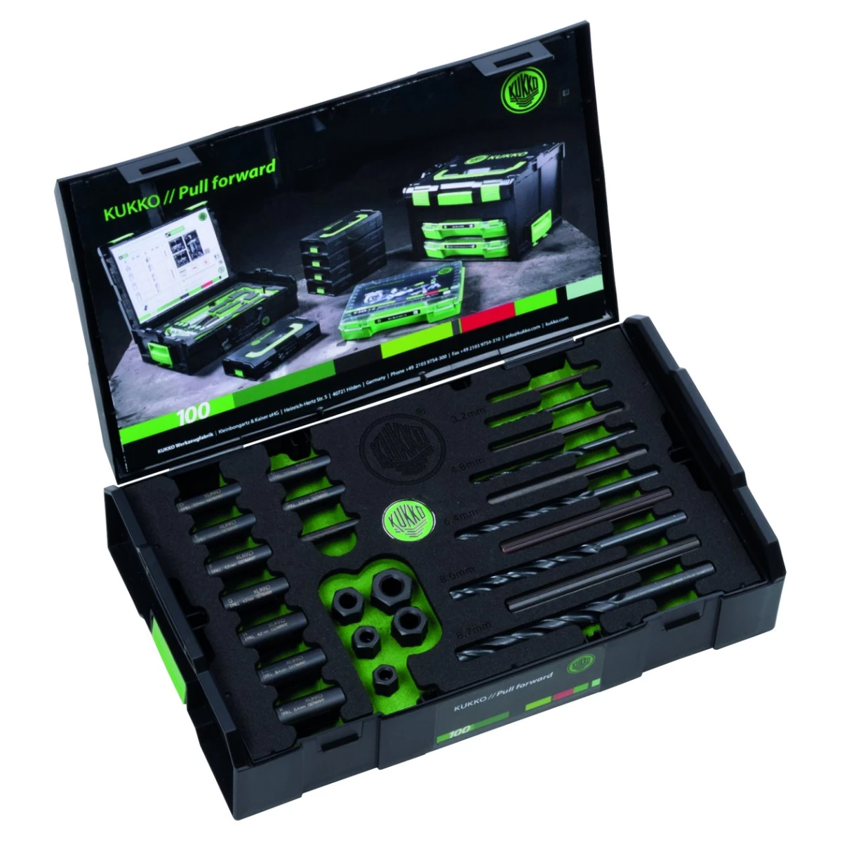 (image for) Bolt extraction set with drills and drill-guides