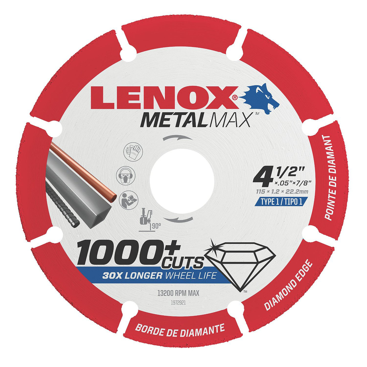Lenox MetalMax Diamond Cutoff Wheel 4.5"x7/8" for Metal Cutting