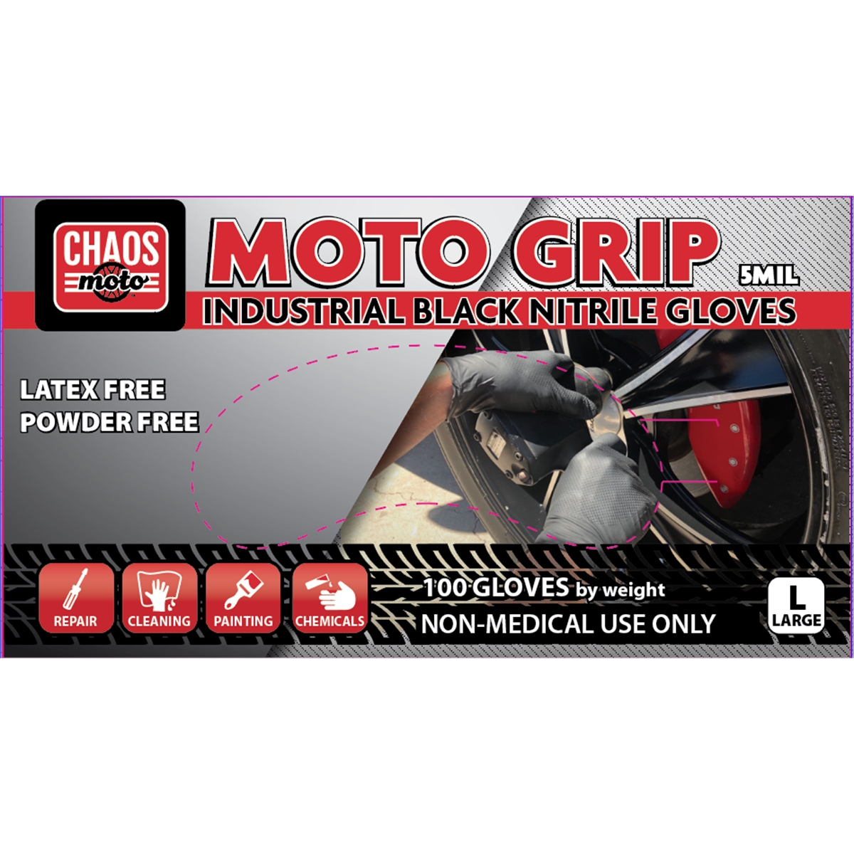GLOVE BLACK NITRILE, LARGE (PACK OF 100) 5MIL