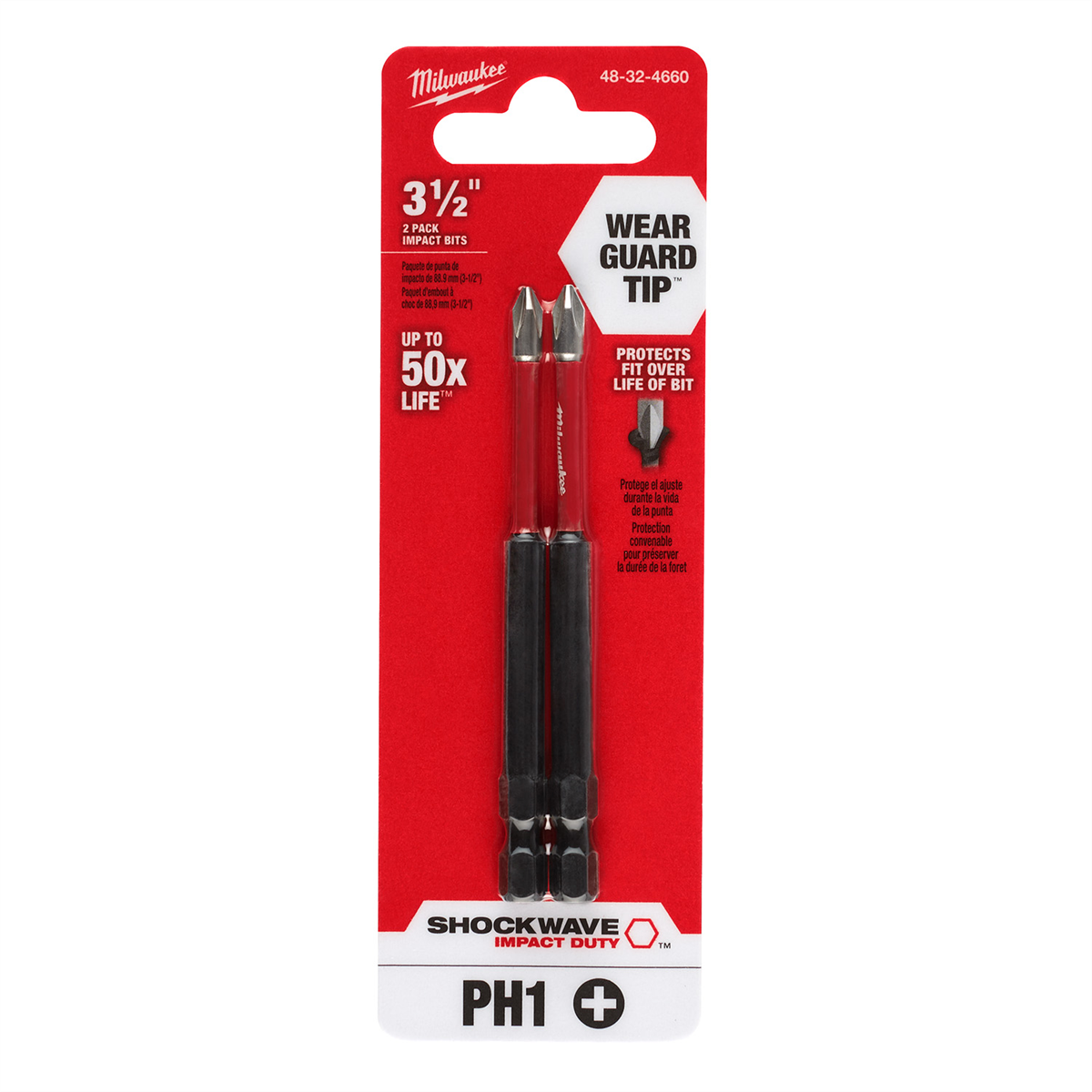 SHOCKWAVE Impact Duty 3-1/2" PH1 Bit 2PK
