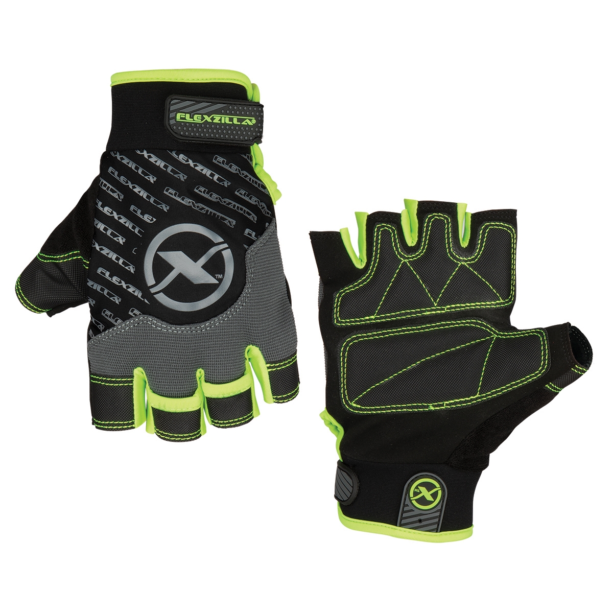 Fingerless Gloves Poly Palm Gry/Blk/ZillaGreen XXL