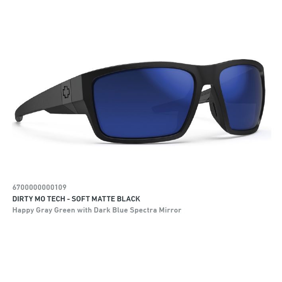 SPY Glasses DIRTY MO TECH Sft Mte Blk-Hpy Brz Blu Mirror