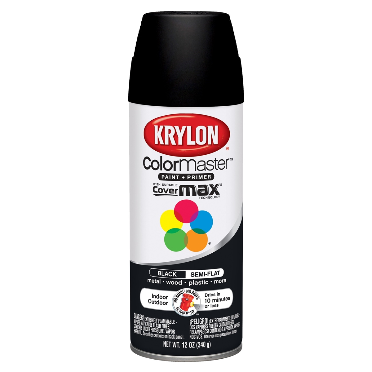 Krylon Colormaster Paint; Semi-Flat Black; 12 oz. Aerosol