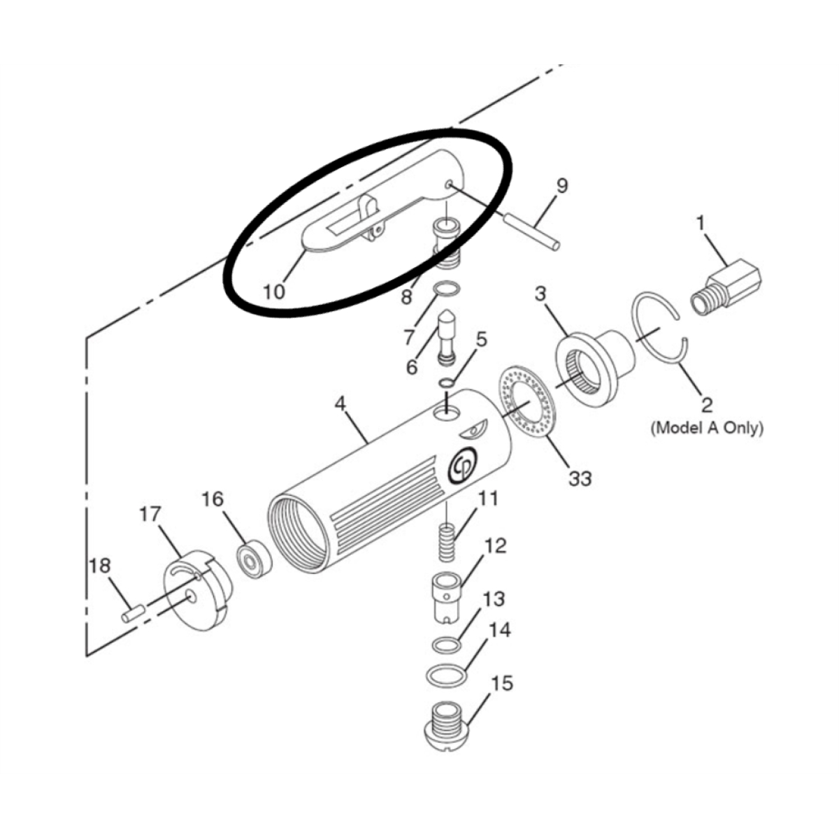 Chicago Pneumatic Lever-Throttle (Replacement Part
