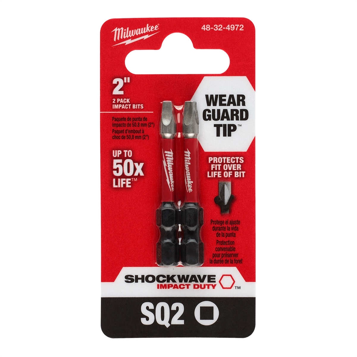 SHOCKWAVE Impact Duty 2" SQ2" Bit 2PK