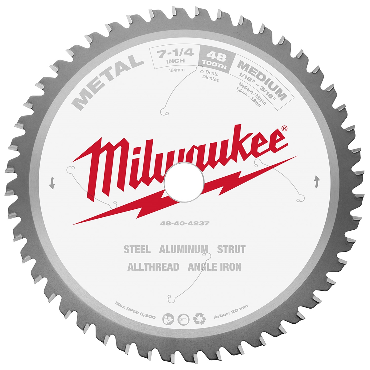 7-1/4" Metal Cutting Circular Saw Blade 20mm Arbor