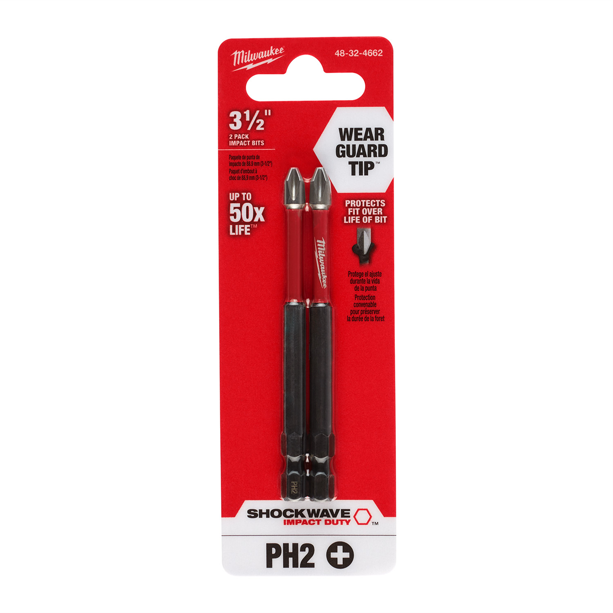 SHOCKWAVE Impact Duty 3-1/2" PH2 Bit 2PK