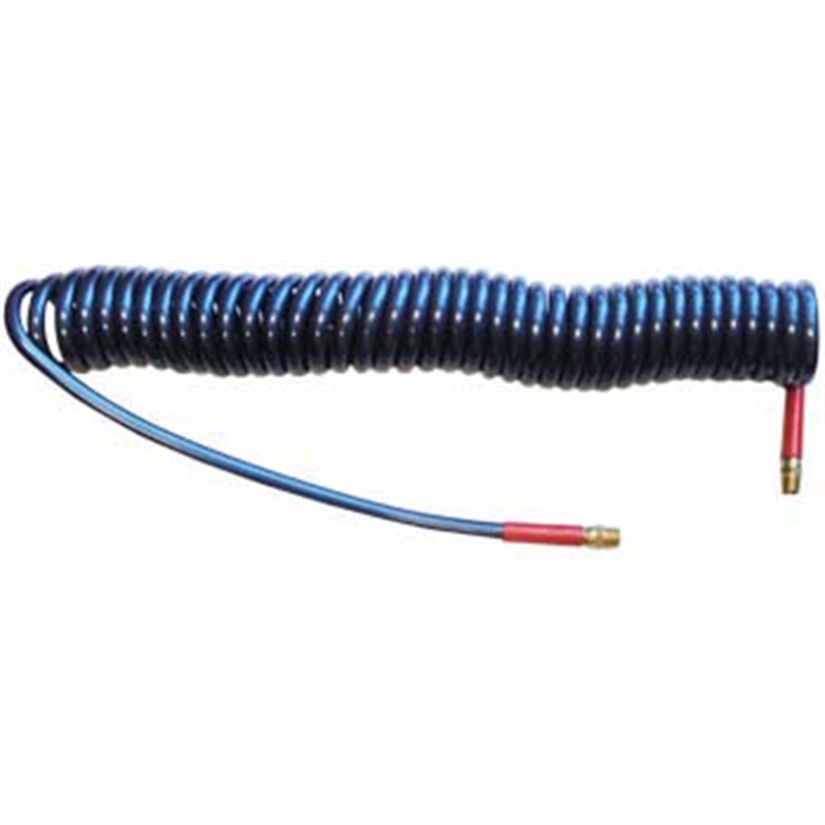 Coiled Blue Air Hose 1/4" x 20', Male Swivel Fittings On Each En