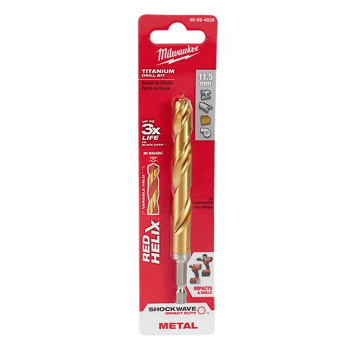 11.5mm Metric Titanium SHOCKWAVE? Red Helix Bit
