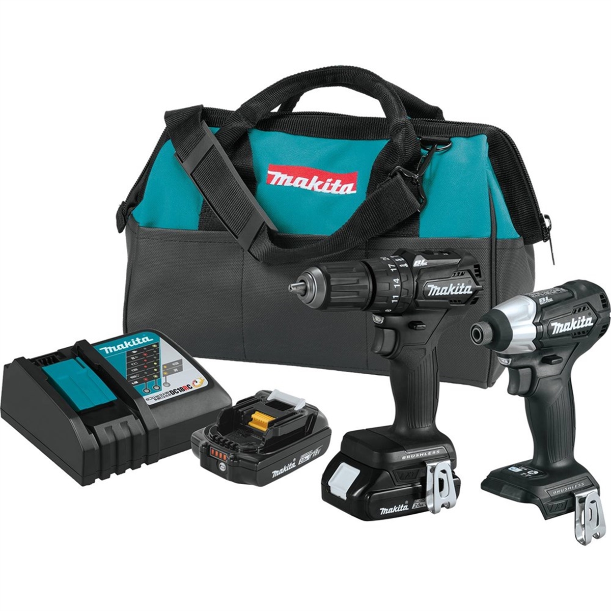 18V LXT Lith Brushles Cordles 2Pc Combo Kit 2.0Ah