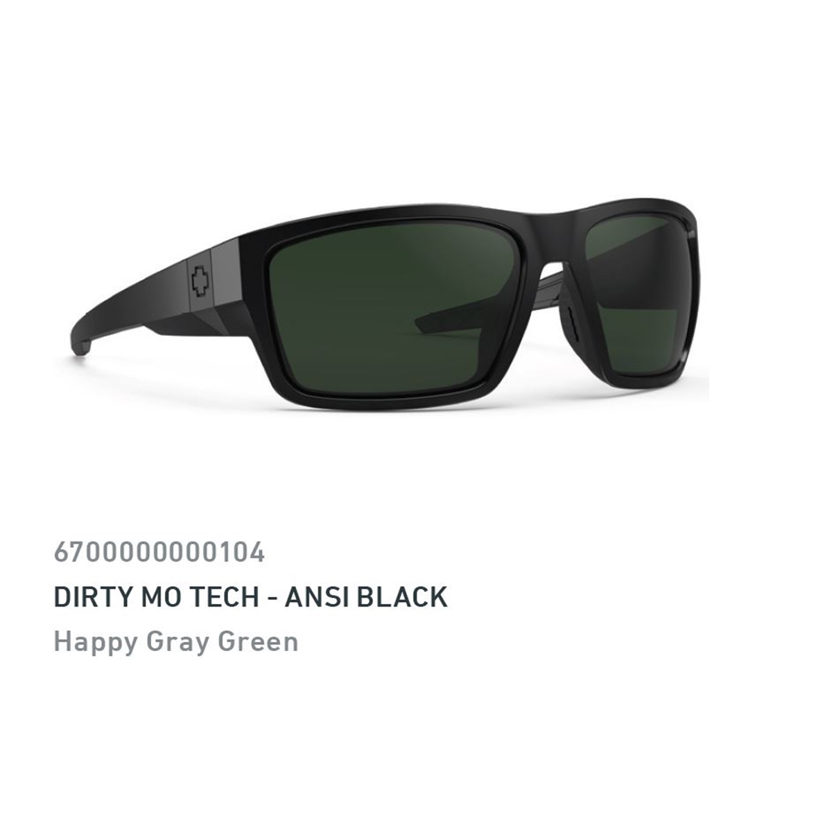 SPY GLASSES DIRTY MO TECH ANSI BLK - HPY GRY GRN