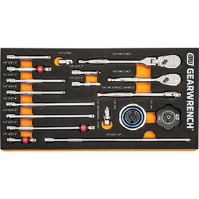 18 Piece 1/4" 90-Tooth Ratchet & Drive Tool Set with Foam