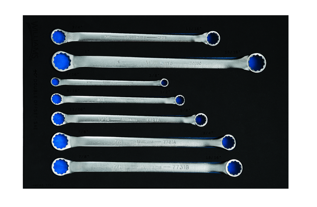 7 pc SAE Double Head 10? Offset Box End Wrench Set in 1/3 Foam D