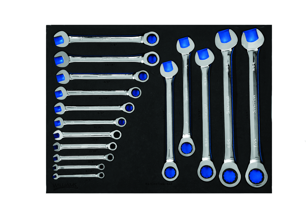 16 pc SAE Ratcheting Combination Wrench Set in 1/3 Foam Drawer I