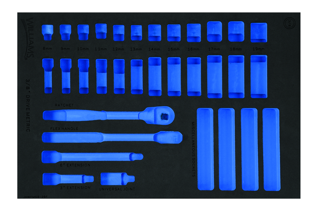 1/3 Foam Drawer Inset Only for 29 pc 3/8 Drive 6-Point Metric Sh
