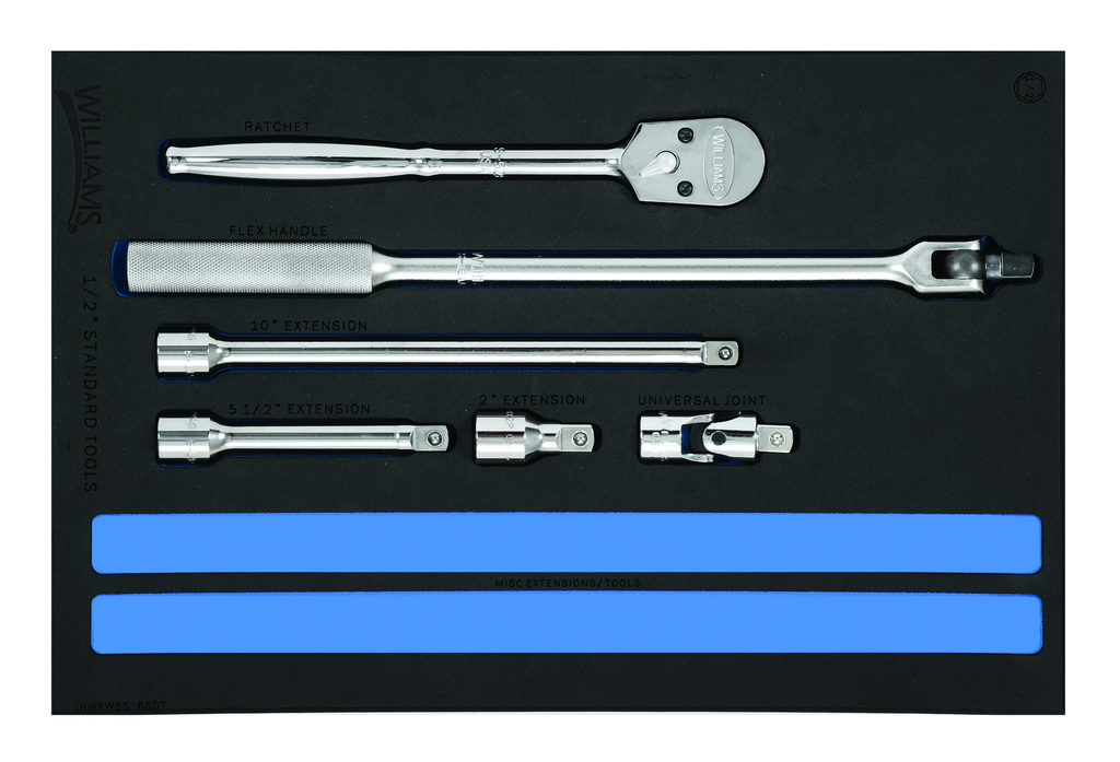 6 pc 1/2" Drive Ratchet and Drive Tool Set in 1/3 Foam Drawer In