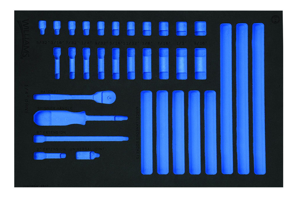 1/3 Foam Drawer Inset Only for 27 pc 1/4 Drive 6-Point SAE Stand