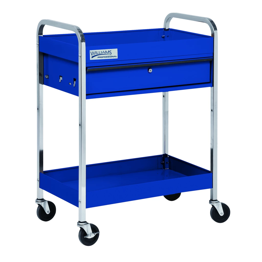 (image for) 2 Shelves with Locking Drawer Service Cart Blue