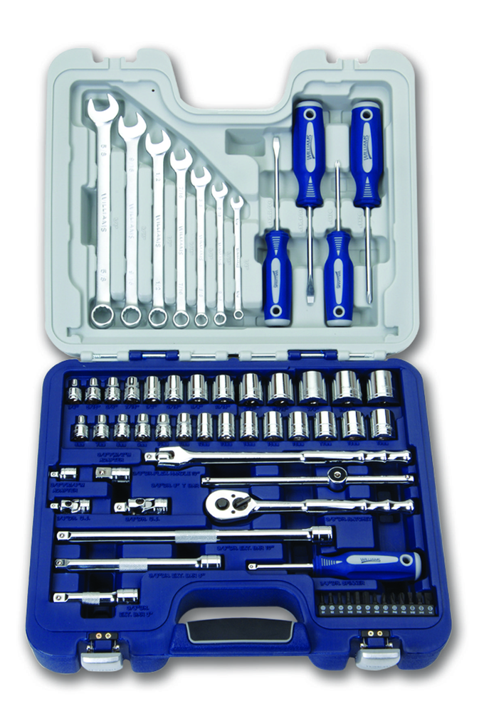 63 pc 3/8" Drive Socket, Screwdriver, and Wrench Set