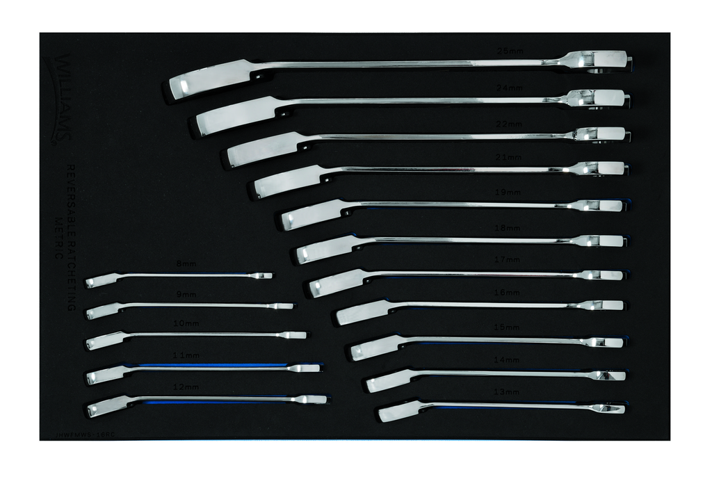 16 pc Metric Ratcheting Combination Wrench Set in 1/3 Foam Drawe