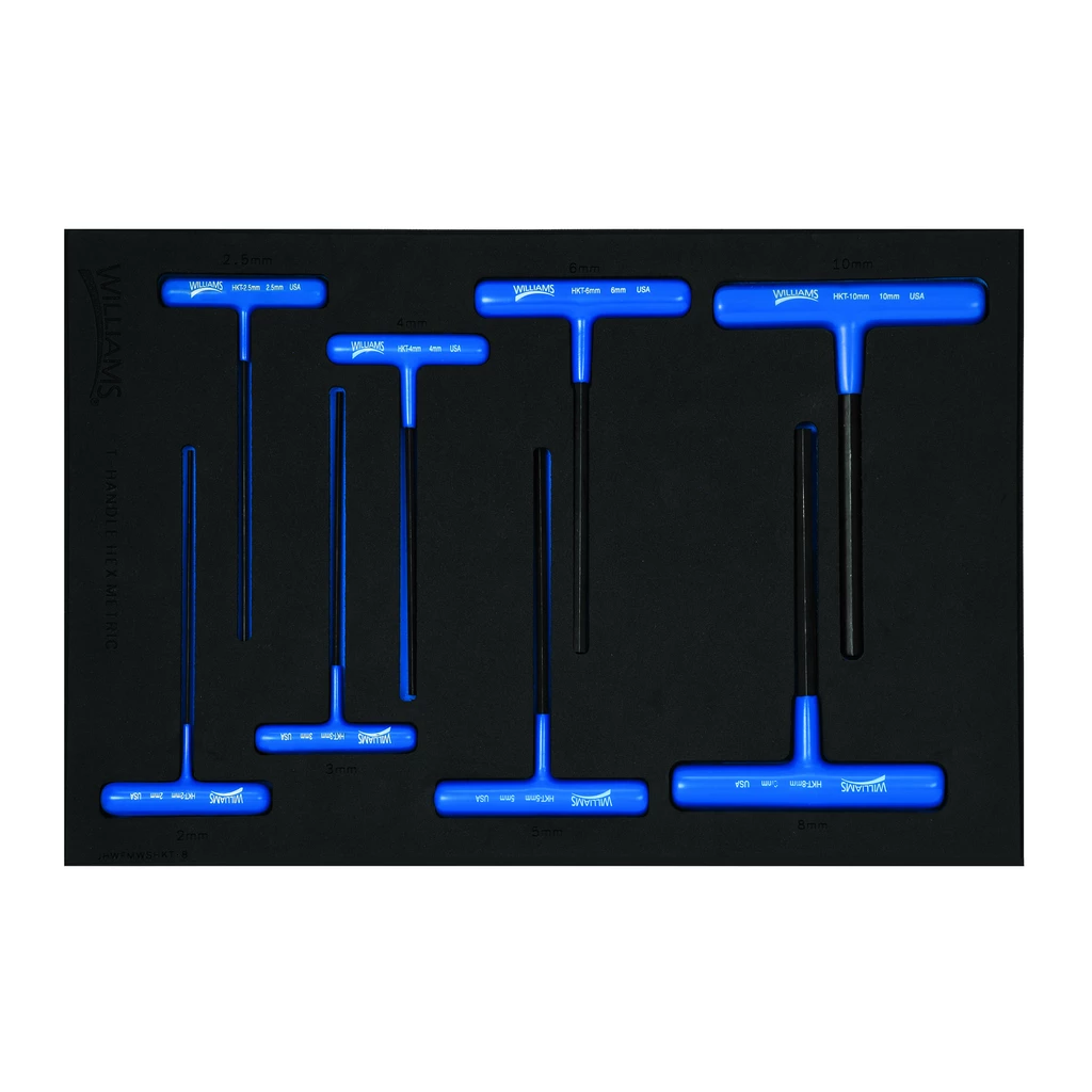(image for) 8 pc Metric Arm T-Key Set in 1/3 Foam Drawer Inset (2 mm to 10 m