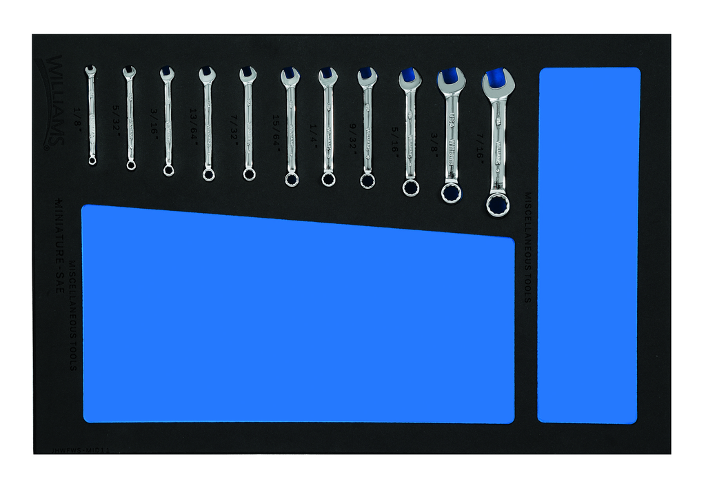 11 pc SAE Miniature Combination Wrench Set in 1/3 Foam Drawer In
