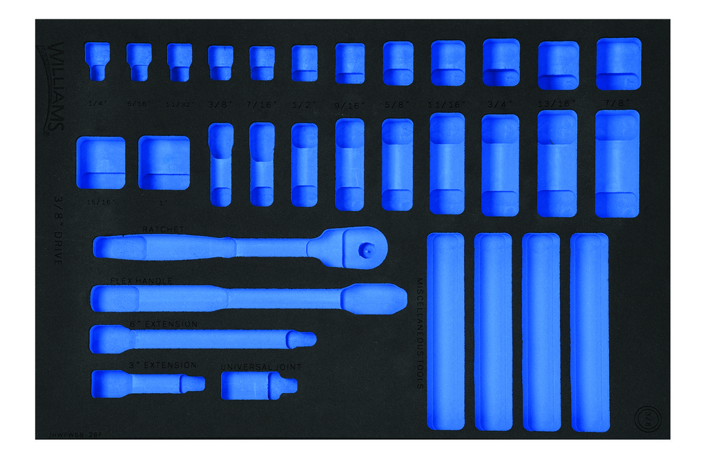 1/3 Foam Drawer Inset Only for 28 pc 3/8 Drive 12-Point SAE Shal
