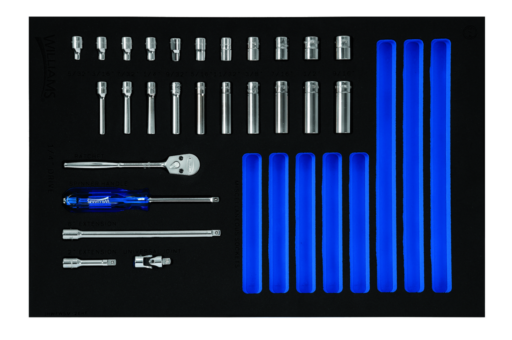 27 pc 1/4 Drive 6-Point SAE Standard Socket and Drive Tool Set i
