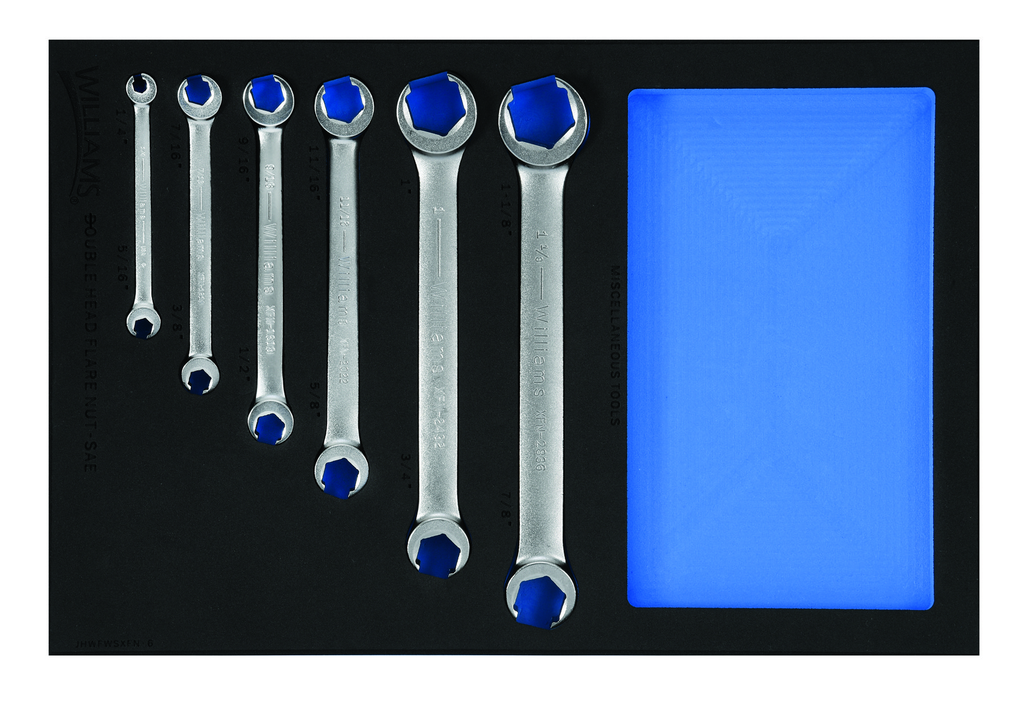 6 pc SAE Double Flare Nut Wrench Set in 1/3 Foam Drawer Inset