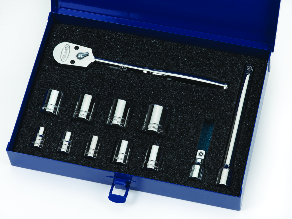 12 pc 1/2" Drive -Point SAE Shallow Socket Set on Rail and Clips