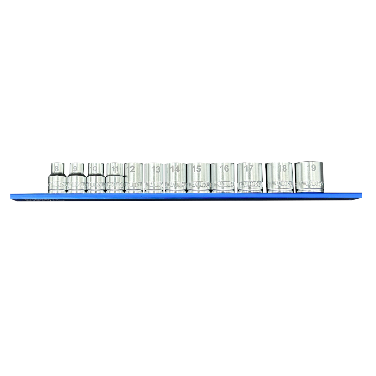 12 PC. 3/8'' DR. METRIC SOCKET SET W/ 12" BLUE MAGRAIL