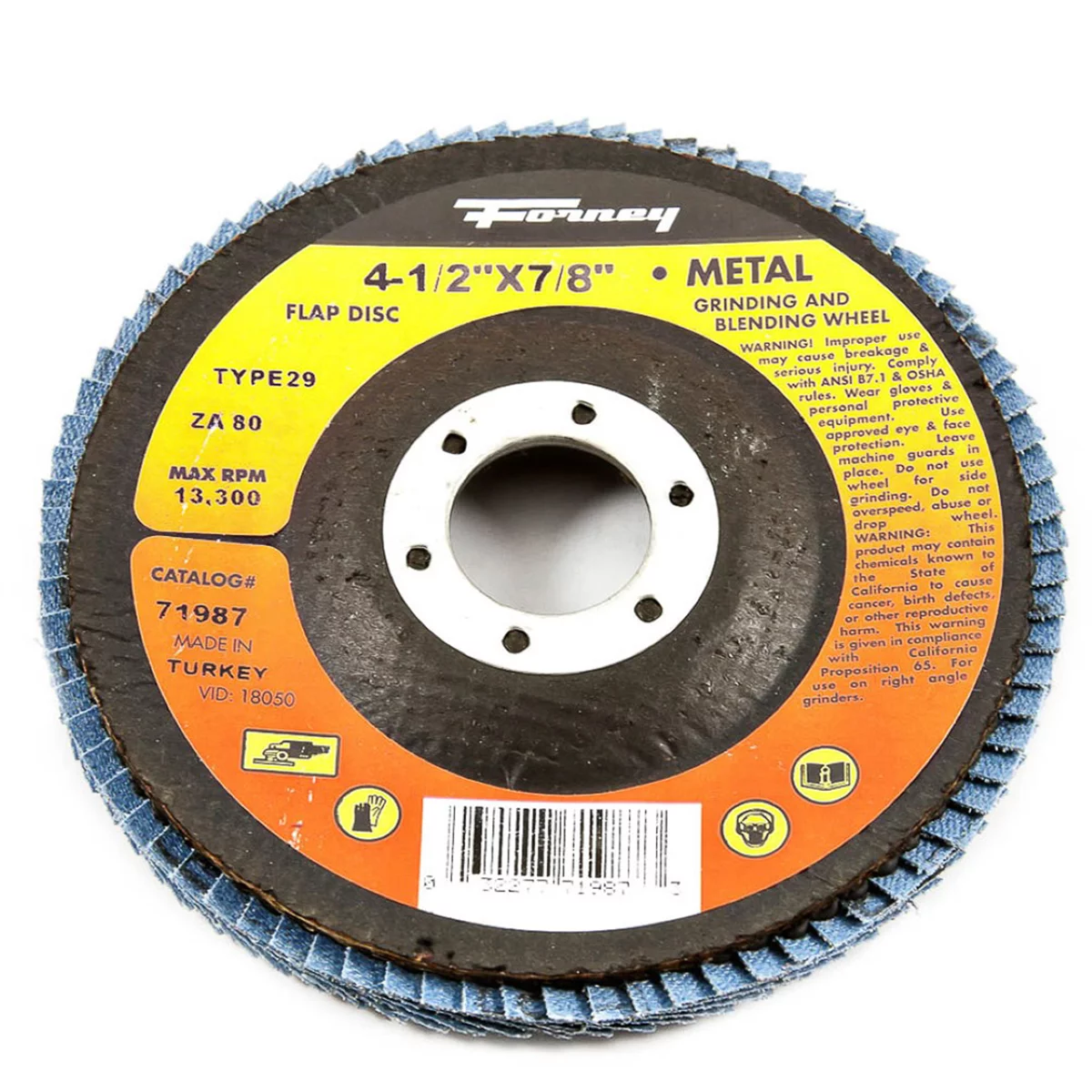 Flap Disc, Type 29, 4-1/2 in x 7/8 in, ZA80