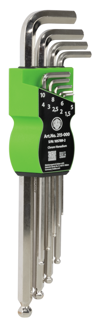 Allen wrench with ball head, 1,5, 2,0, 2,5, 3,0, 4,0, 5,0, 6,0,