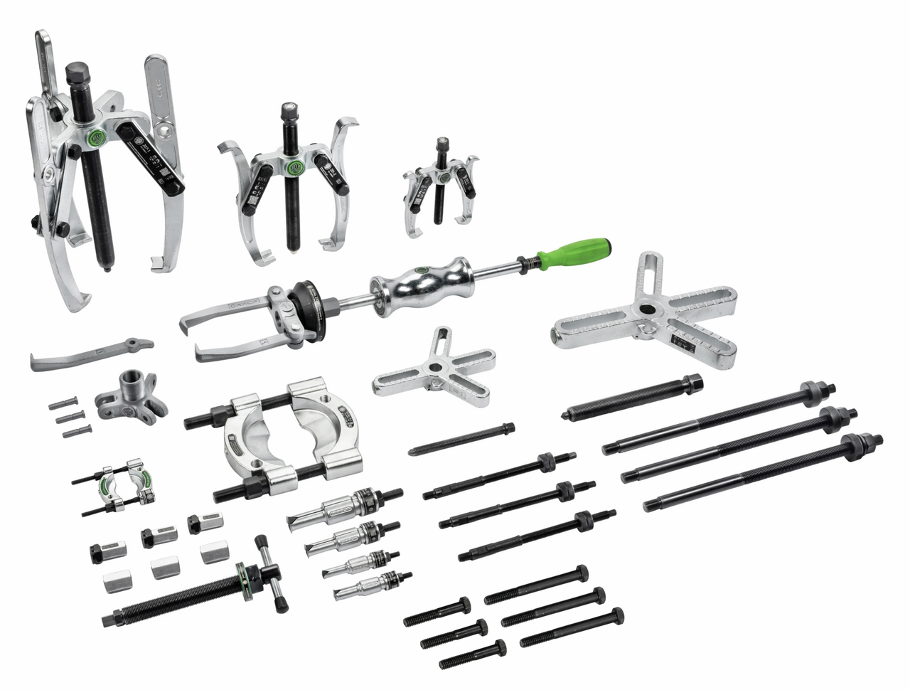 Puller set with sliding hammer, up to 400 mm spread, 280 mm reac