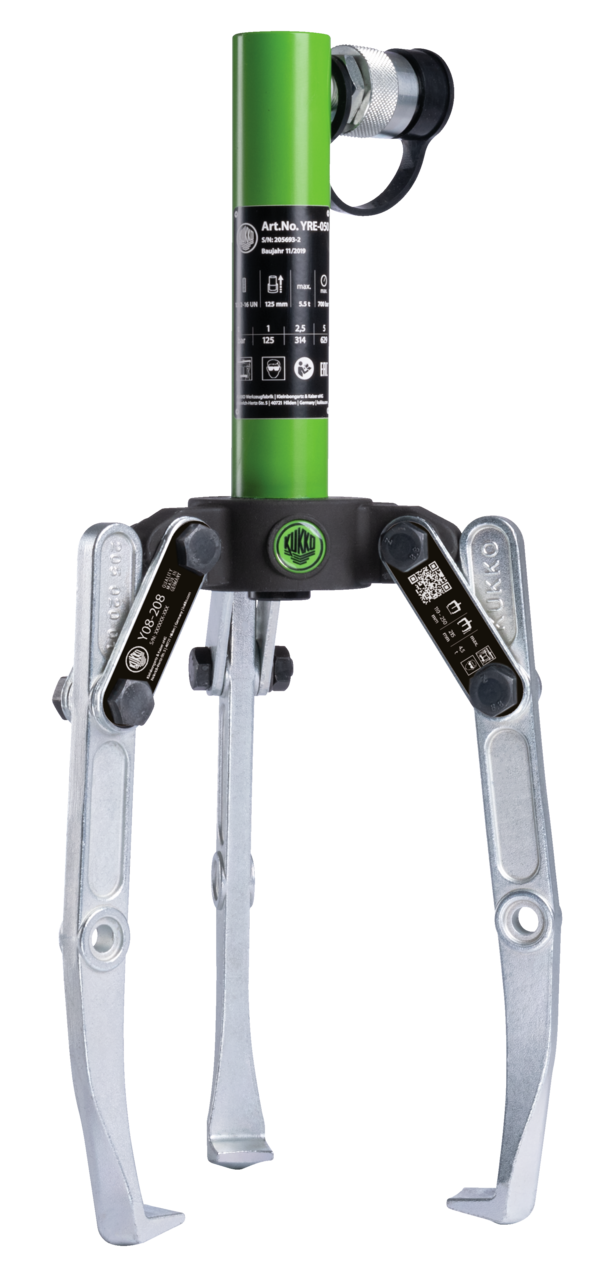 Hydraulic, 3-arm puller with adjustable clamping depth, hydrauli