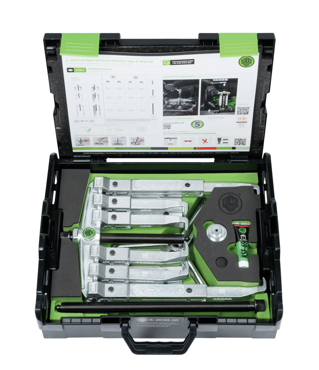2- and 3-jaw universal puller set with hook lengths 150/300 mm