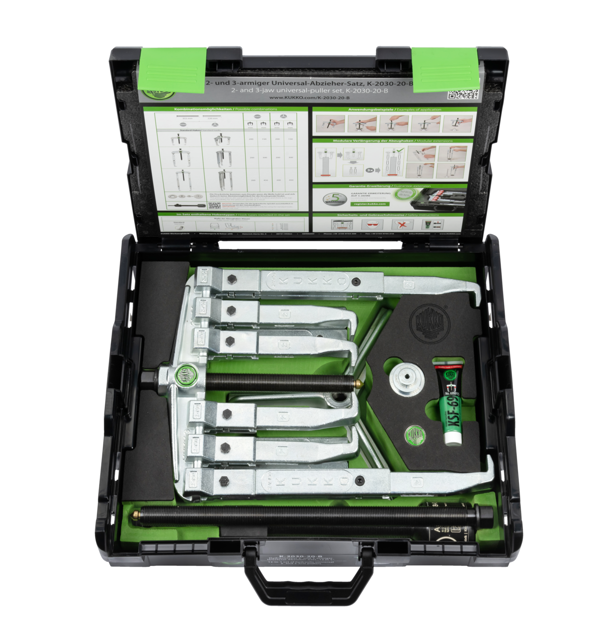 Hydraulic 2-jaw and 3-jaw universal puller set
